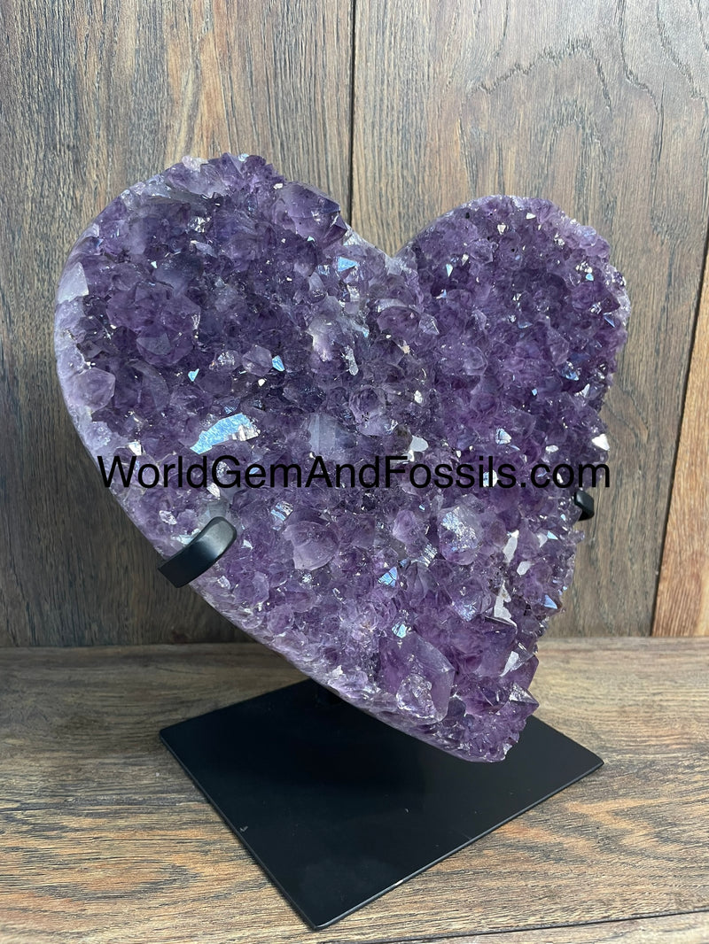 Amethyst Druze Heart On Stand 10”