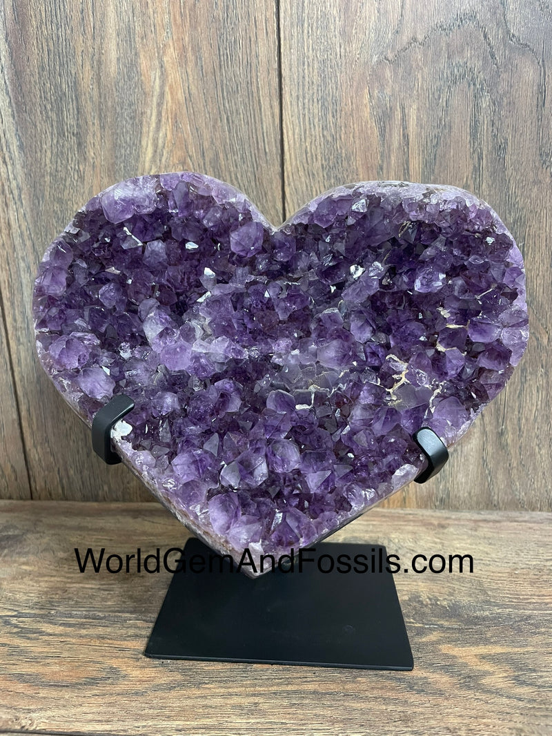 Amethyst Druze Heart On Stand 8.5”