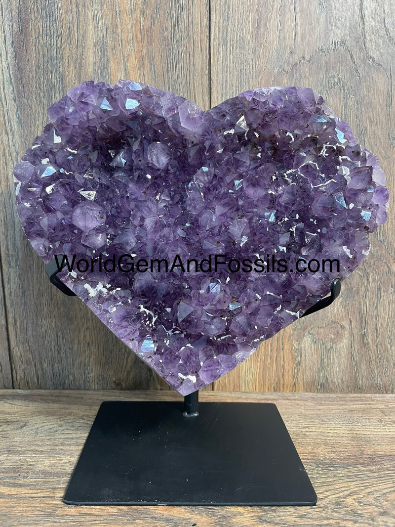 Amethyst Druze Heart On Stand 11”