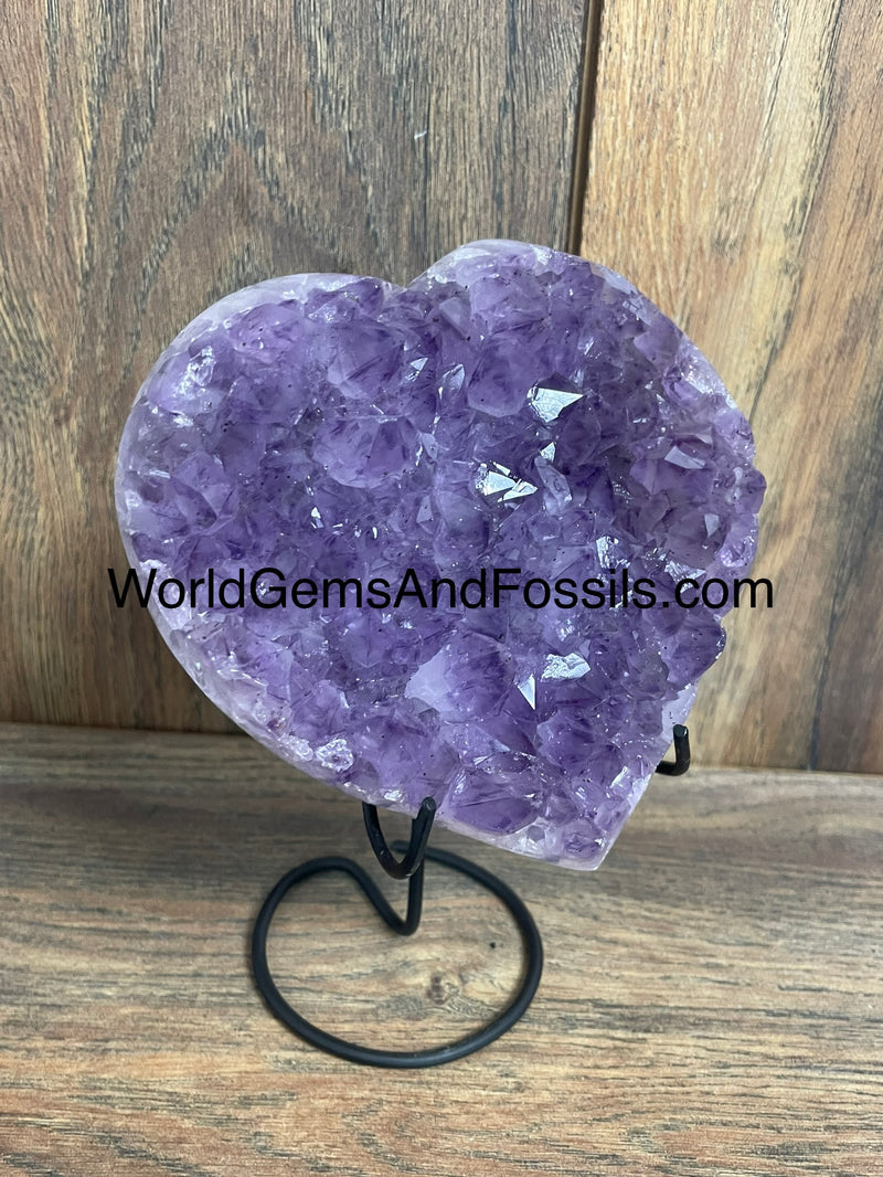 Amethyst Druze Heart On Stand 5”