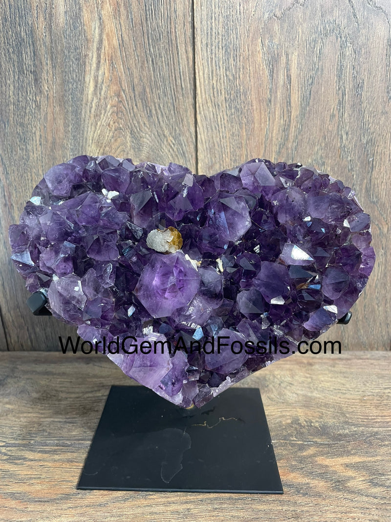 Amethyst Druze Heart On Stand 8”