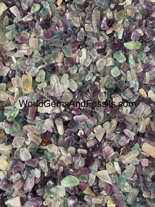 Rainbow Fluorite Chip Stones  7-12mm 1 lb