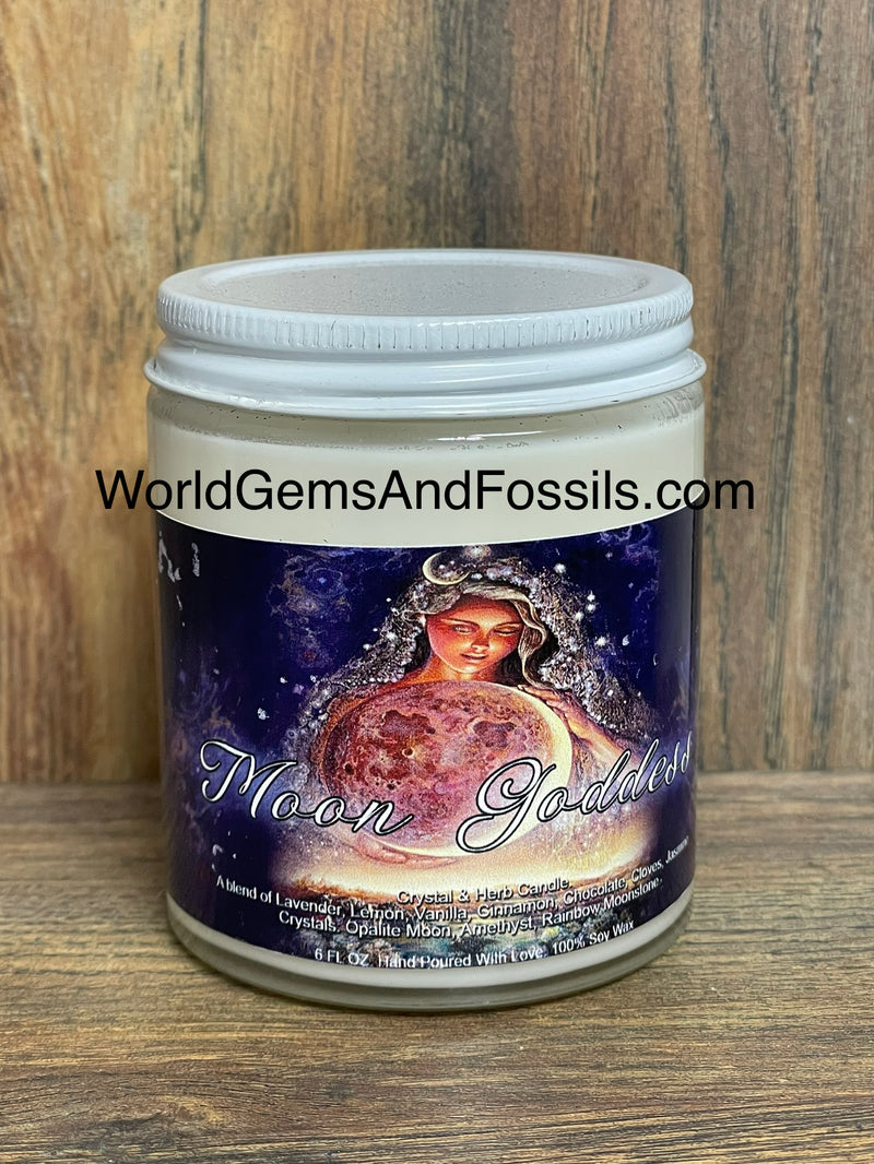 Moon Goddess Candle With Opalite Moon