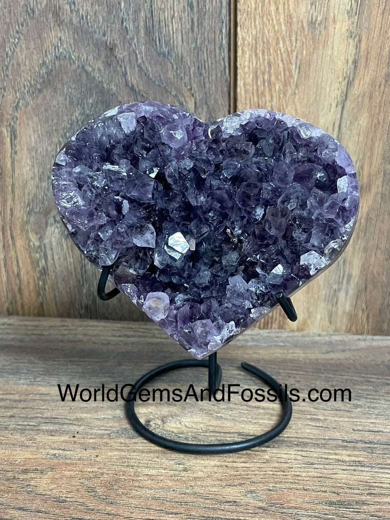 Amethyst Druze Heart On Stand 4.2”