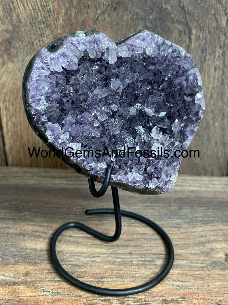 Amethyst Druze Heart On Stand 4”