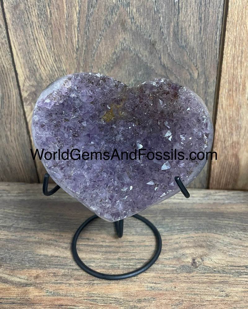 Amethyst Druze Heart On Stand 3.3”