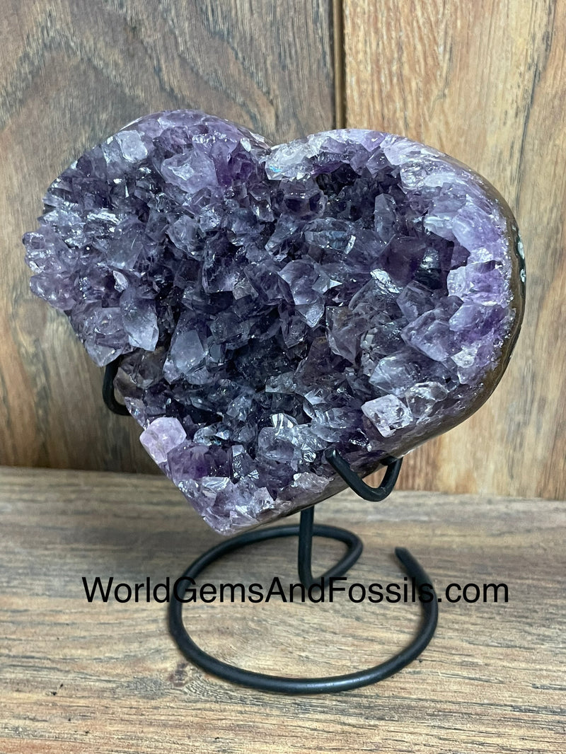Amethyst Druze Heart On Stand 4.2”