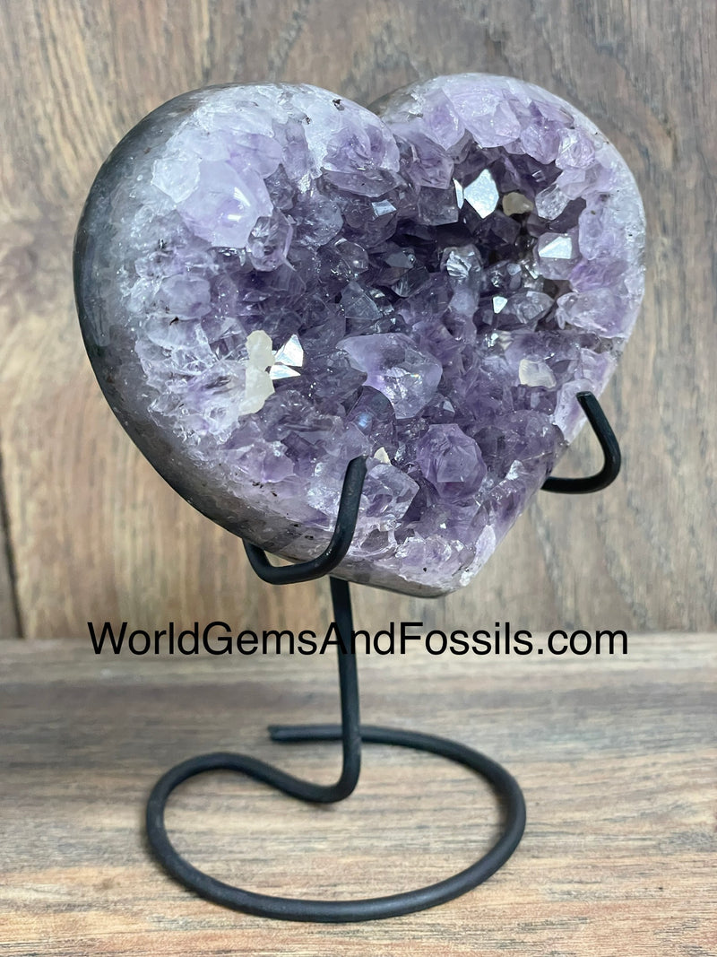 Amethyst Druze Heart On Stand 3.75”