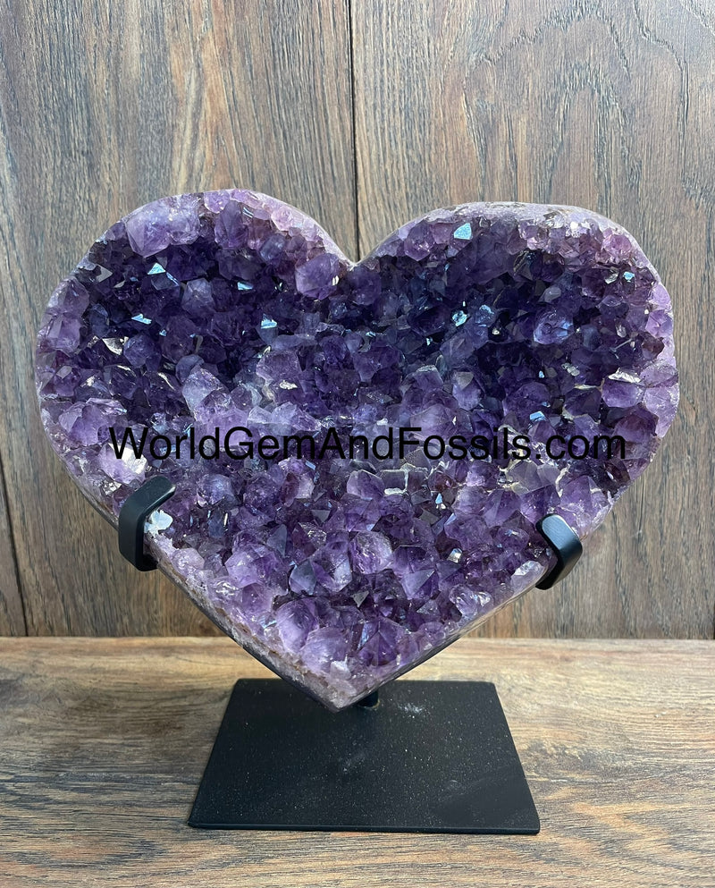 Amethyst Druze Heart On Stand 8.5”