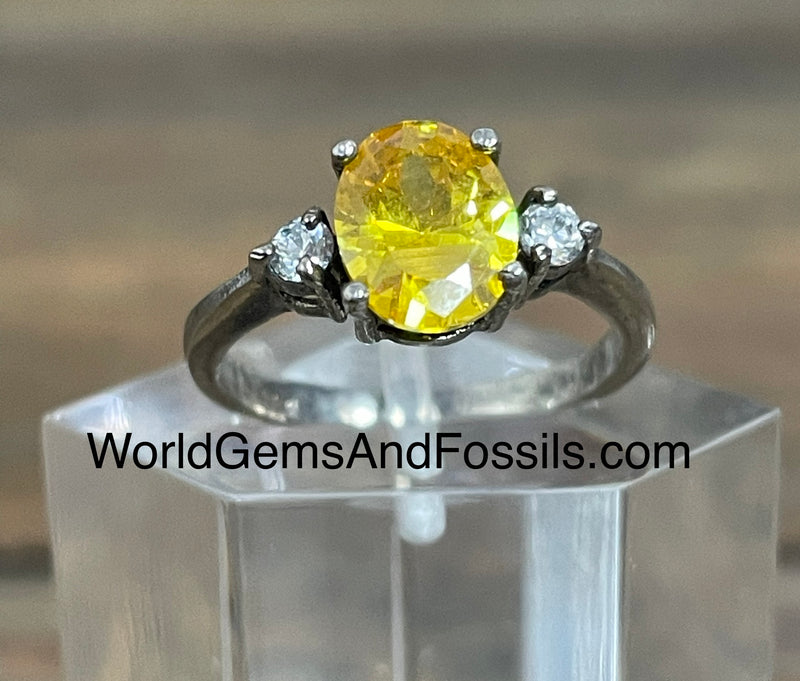 Yellow Topaz Ring Sterling Silver