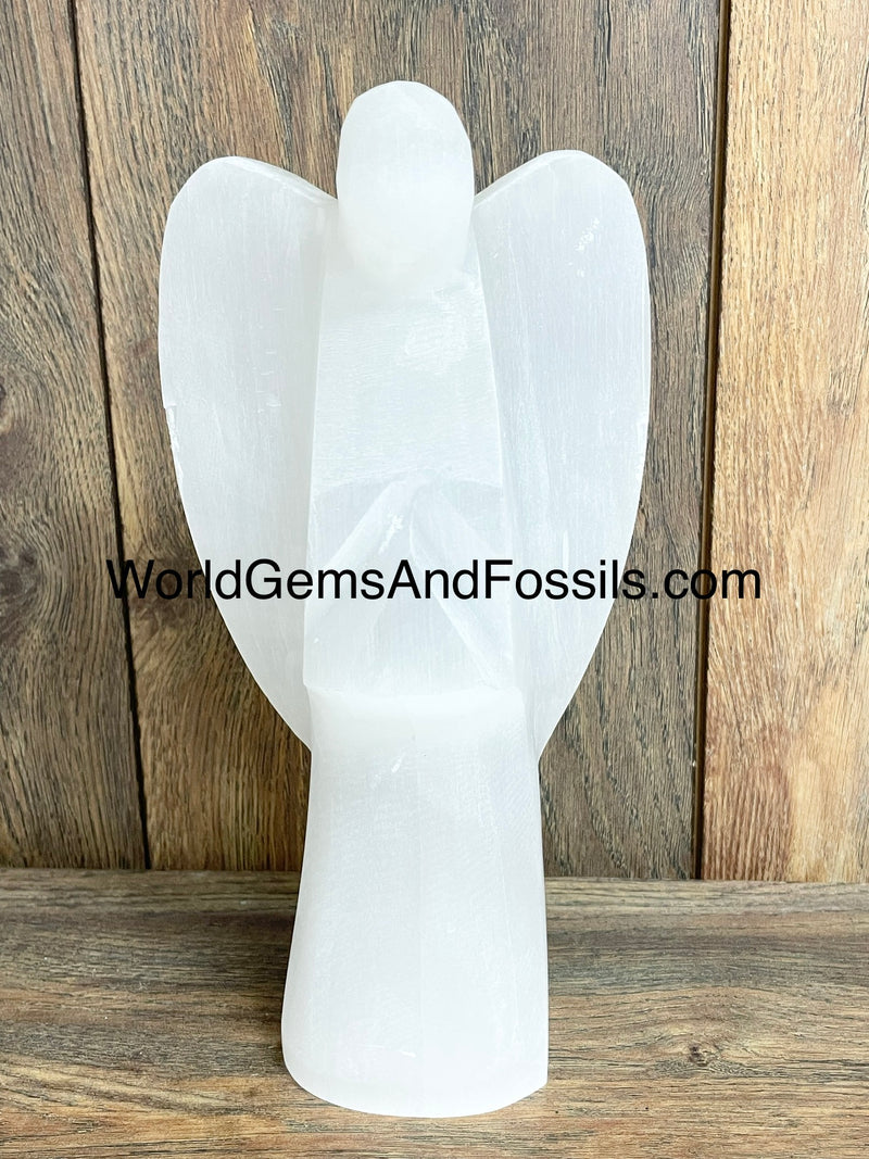 Selenite Angel Lamp With Cord And Bulb