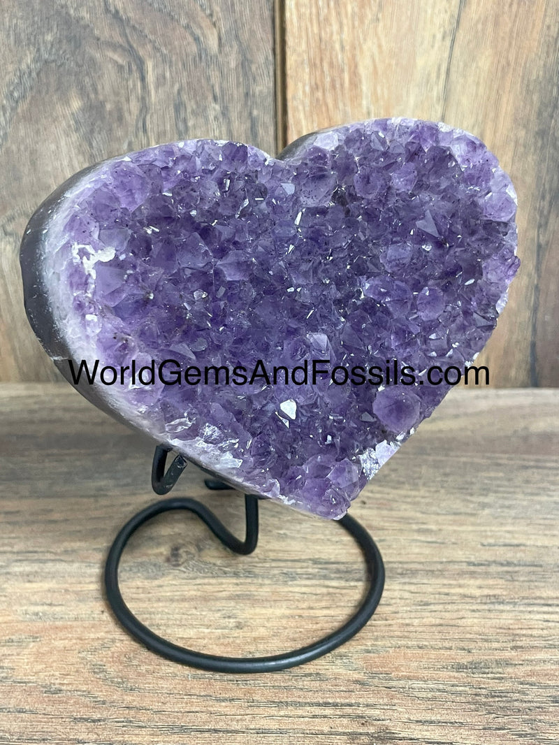 Amethyst Druze Heart On Stand 4.3”