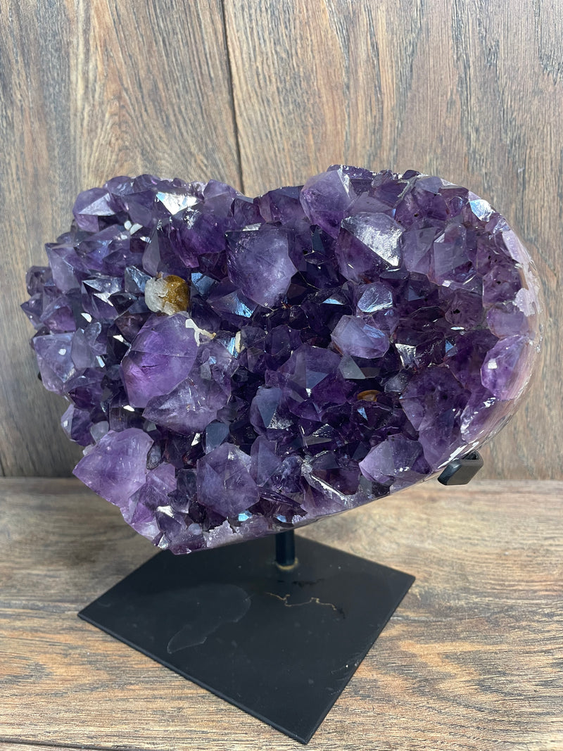 Amethyst Druze Heart On Stand 8”