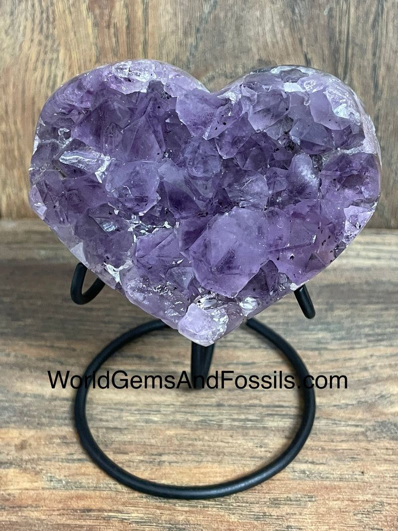 Amethyst Druze Heart On Stand 3.3”