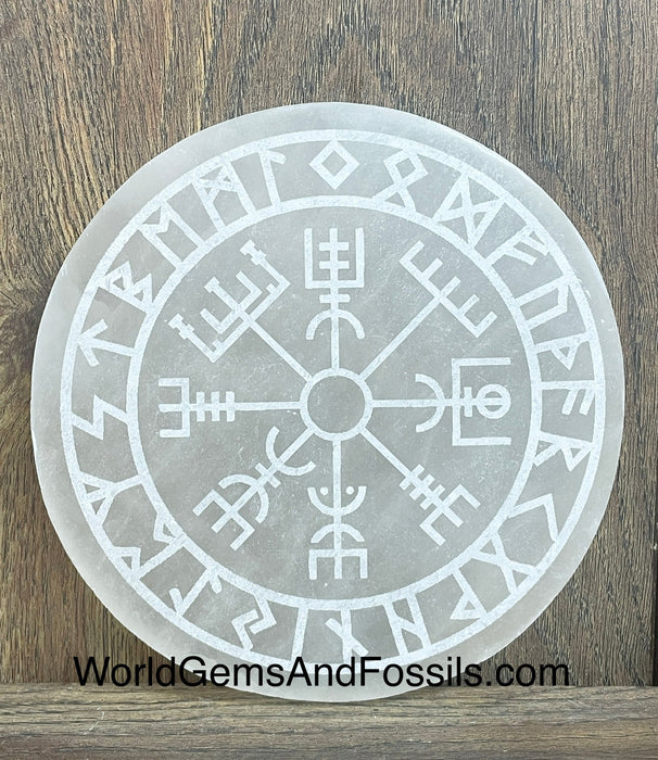 Selenite Rune Plate Circle 6" Box/40Pcs