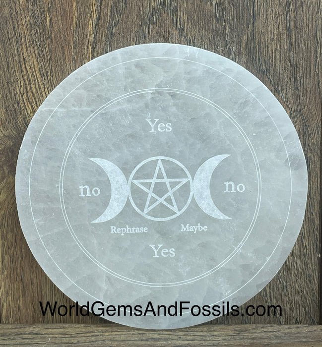 Selenite Triple Moon Plate Circle 6" Box/40Pcs