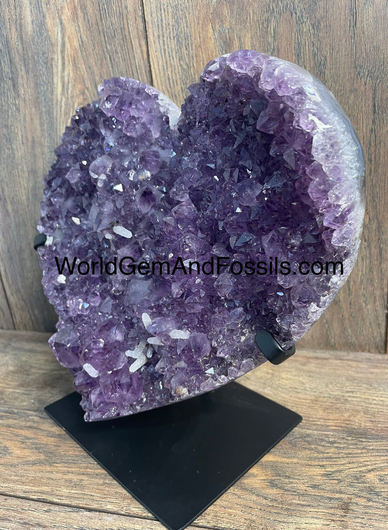 Amethyst Druze Heart On Stand 10”