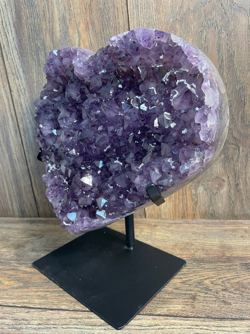 Amethyst Druze Heart On Stand 11”