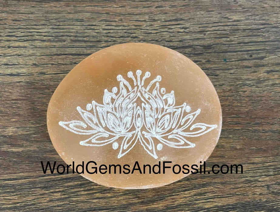 Lotus Flower Selenite Palm Stone Orange Box/100Pcs