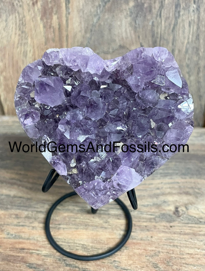 Amethyst Druze Heart On Stand 3.2”
