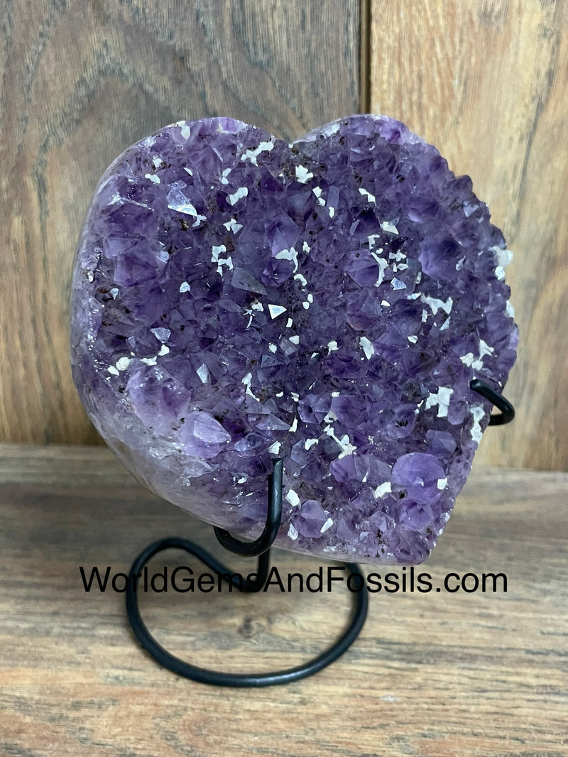 Amethyst Druze Heart On Stand 4.4”