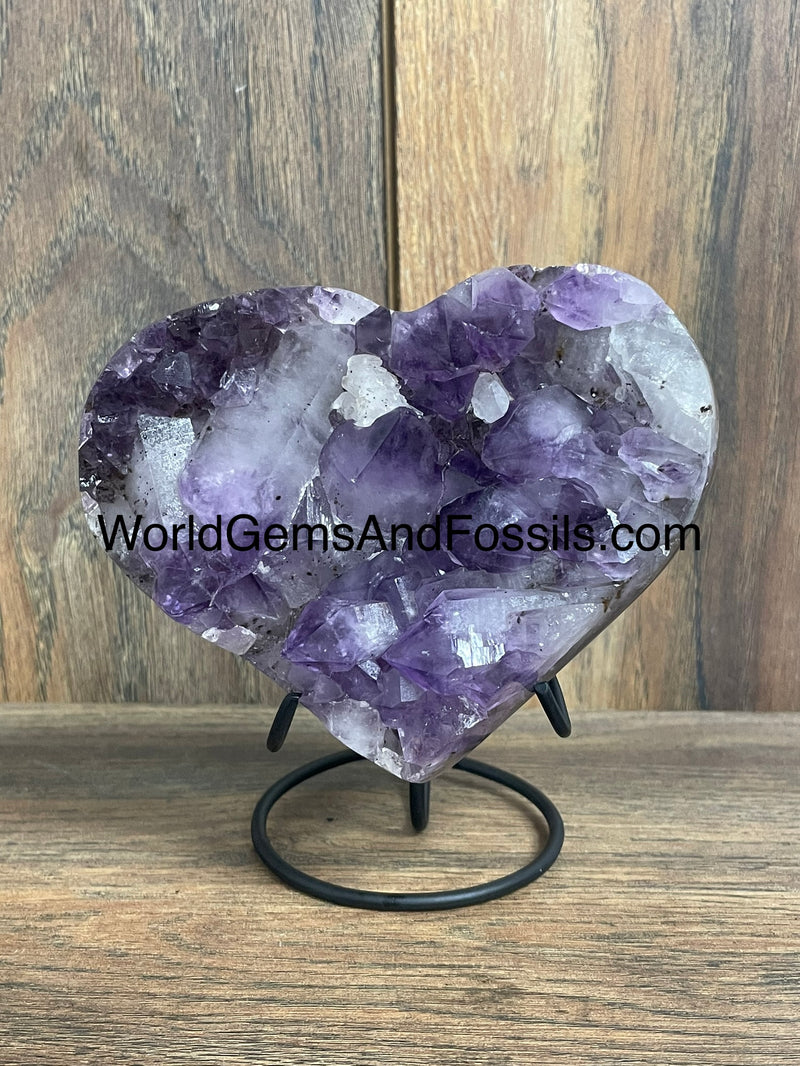 Amethyst Druze Heart On Stand 4.7”
