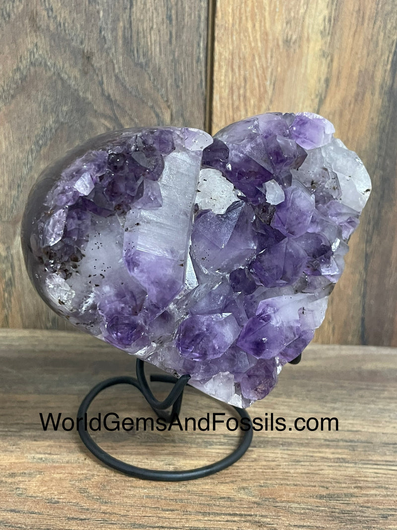 Amethyst Druze Heart On Stand 4.7”