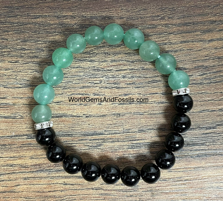 Green Aventurine Black Tourmaline Bracelet 8mm