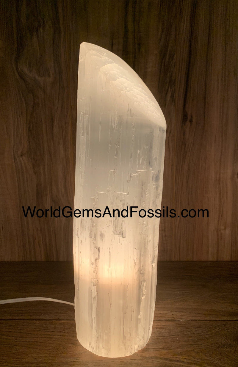 14"-16" Selenite Lipstick Lamps With Cord And Bulb