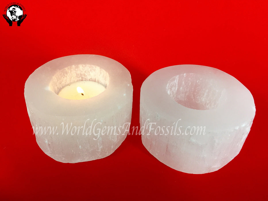 2" Selenite Candle Holder Cylinder