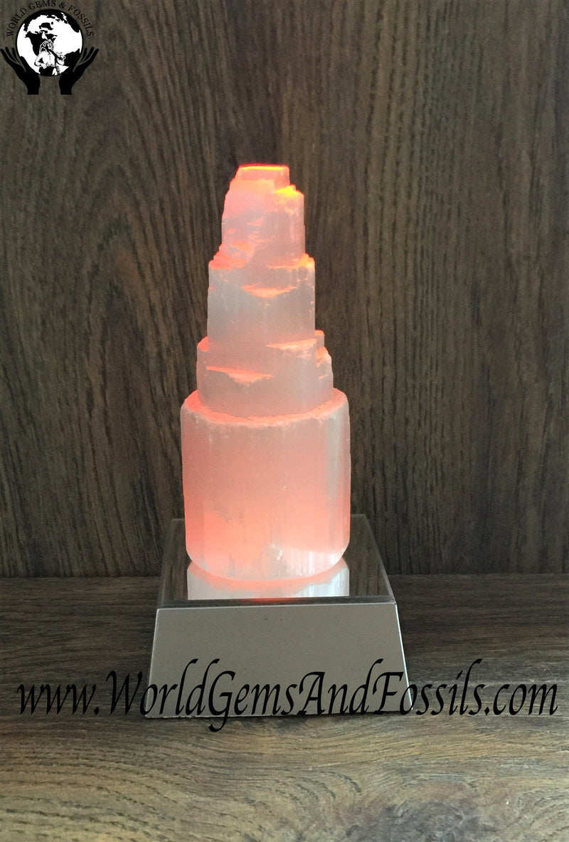 4" Selenite Tower With LED Base