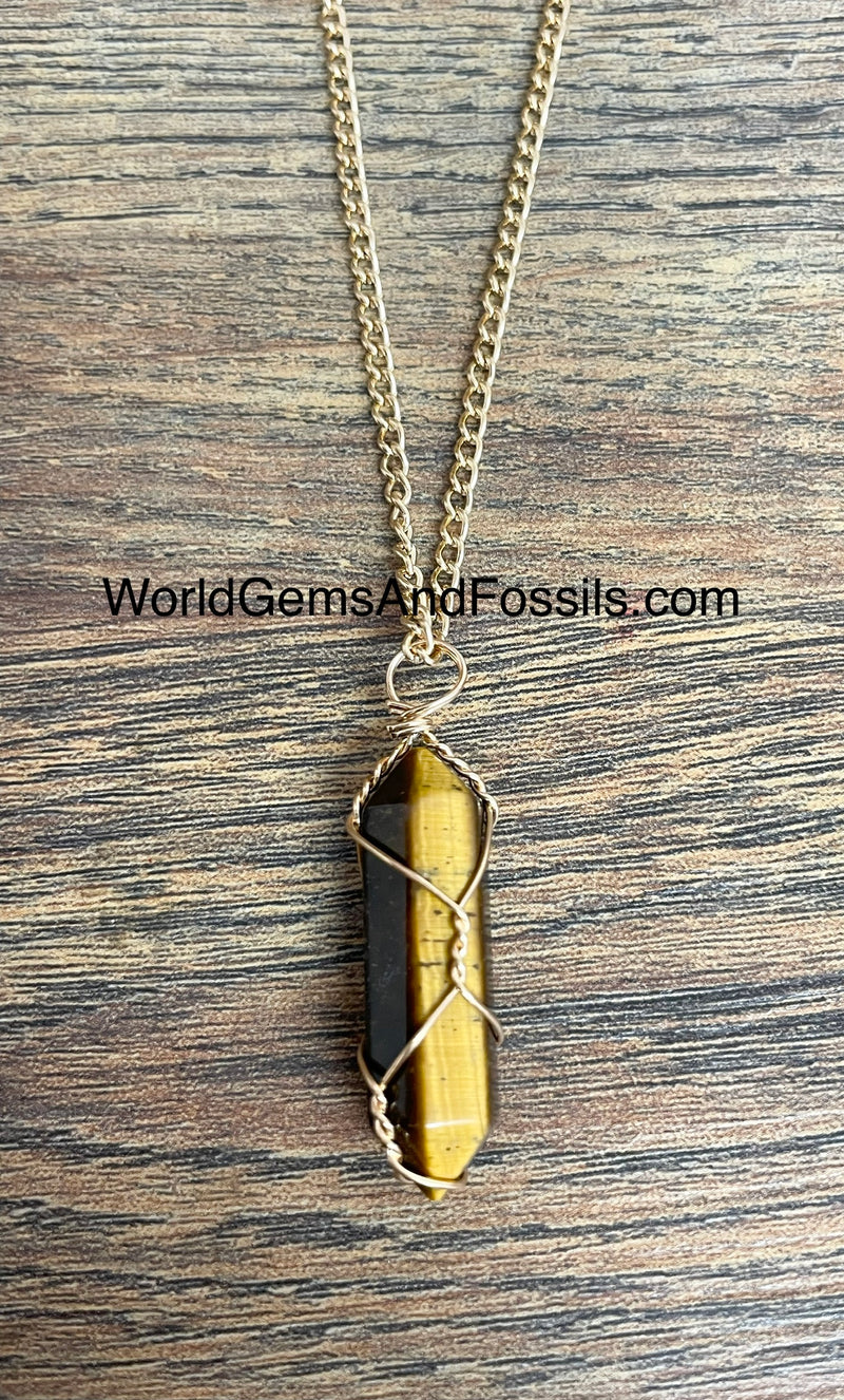 Tiger Eye Necklace Wrapped