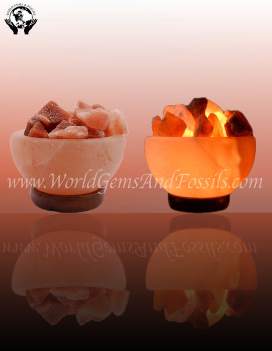 6" Fire Bowl Salt Lamp With Cord And Bulb