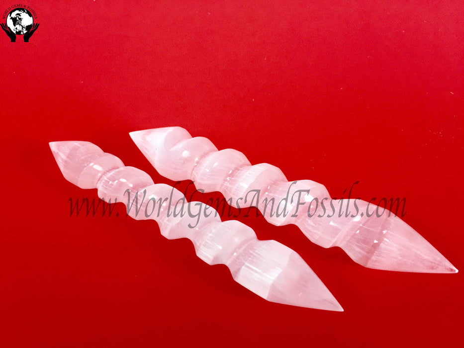 6" Selenite Wand Double Point Spiral