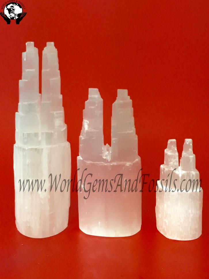 Selenite Tower Double Point 6"