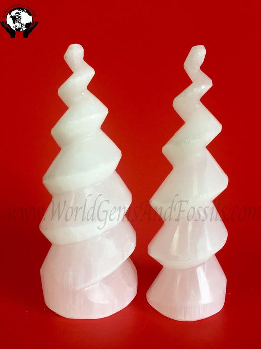 6" Selenite Spiral Point Tower