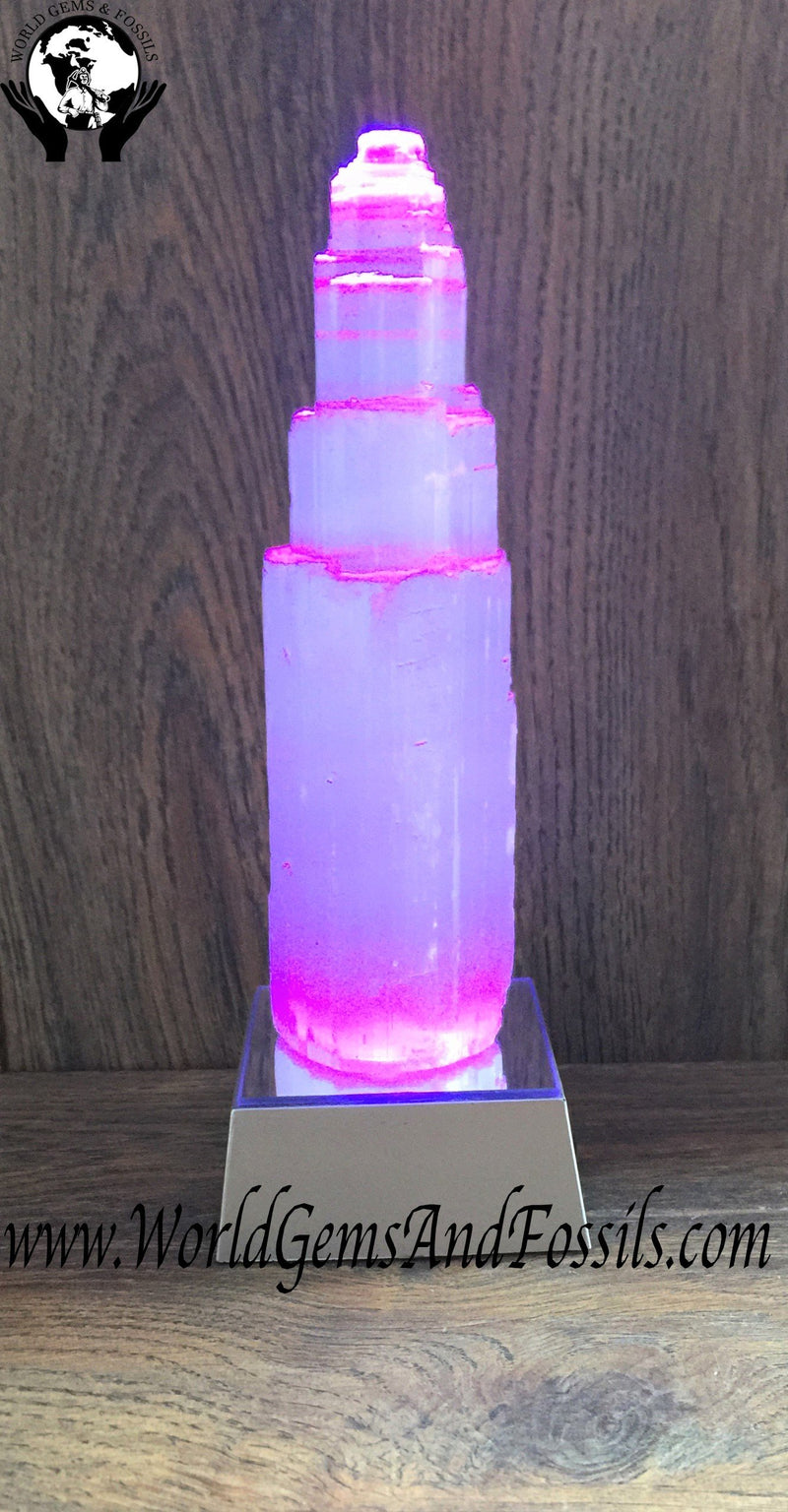6" Selenite Tower With LED Base