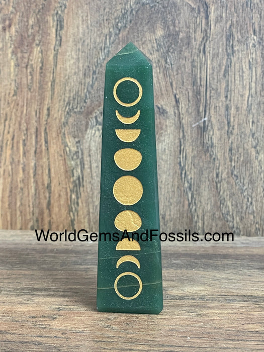 Green Aventurine Moon Phase Tower 4.5"-5.5"