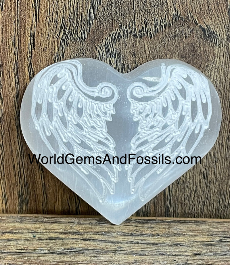 Selenite Heart Angel Wing
