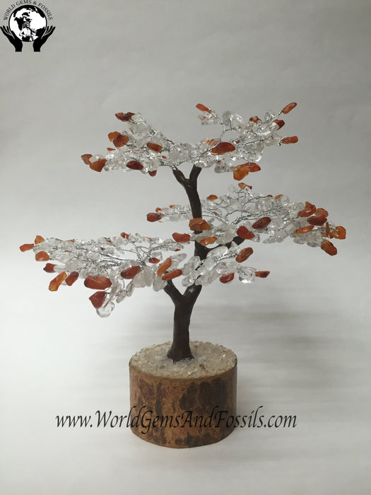 8" Carnelian with Clear Quartz Gem Tree