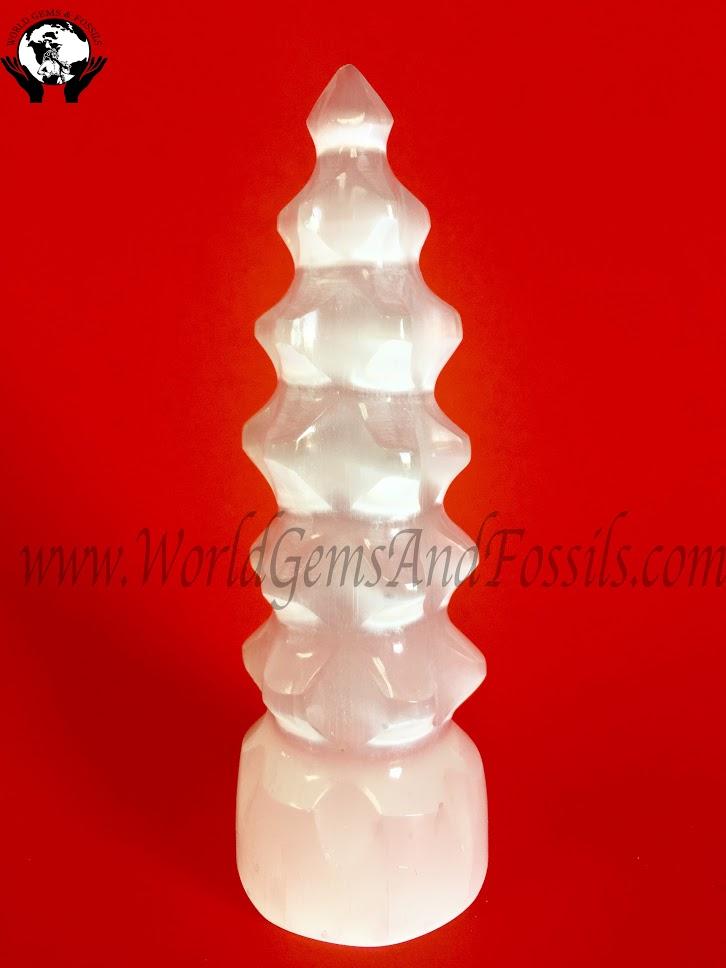 8" Fancy Selenite Spiral Point towers