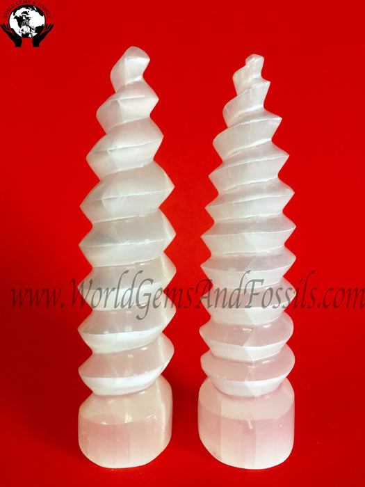 8" Selenite Spiral Point Tower