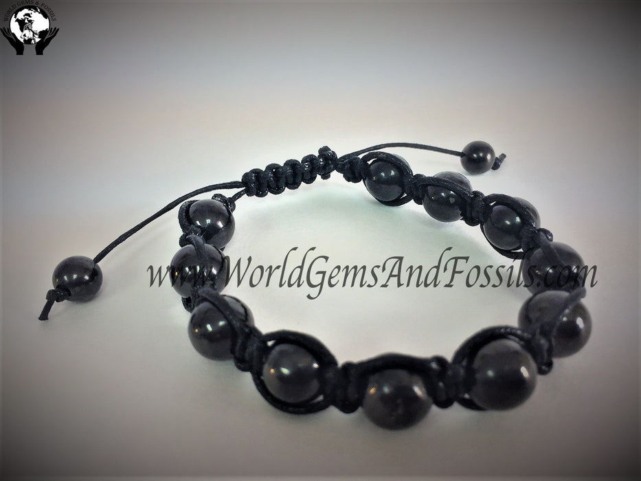 Shungite Wrapped Bead Bracelet 8mm