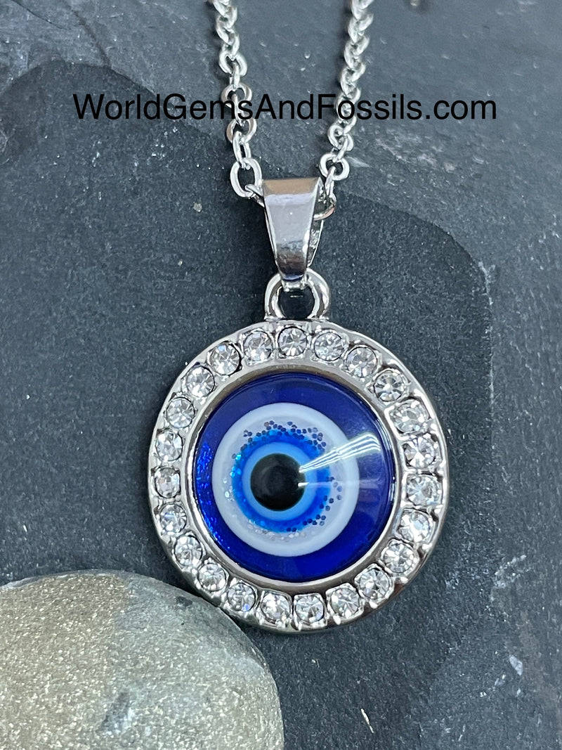 Evil Eye Necklace Silver Plated