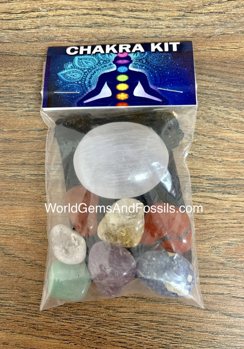 Chakra Stone Set With Selenite Palm Stone