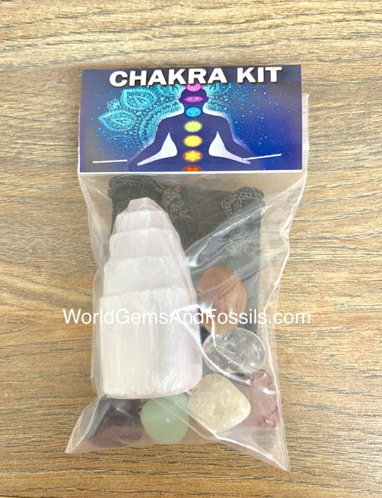 Chakra Stone Set With Selenite Tower