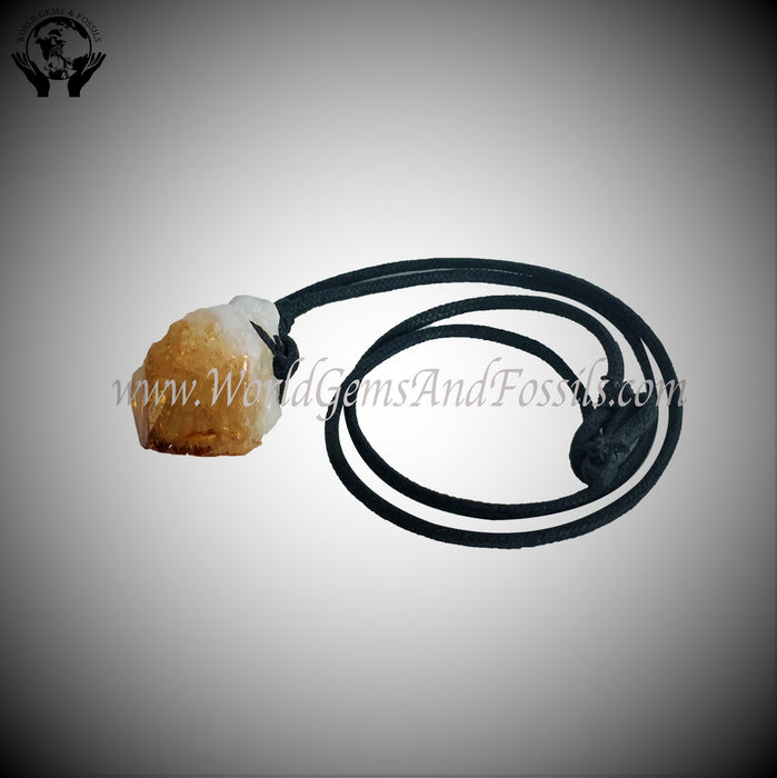 Citrine Point on Black Cord