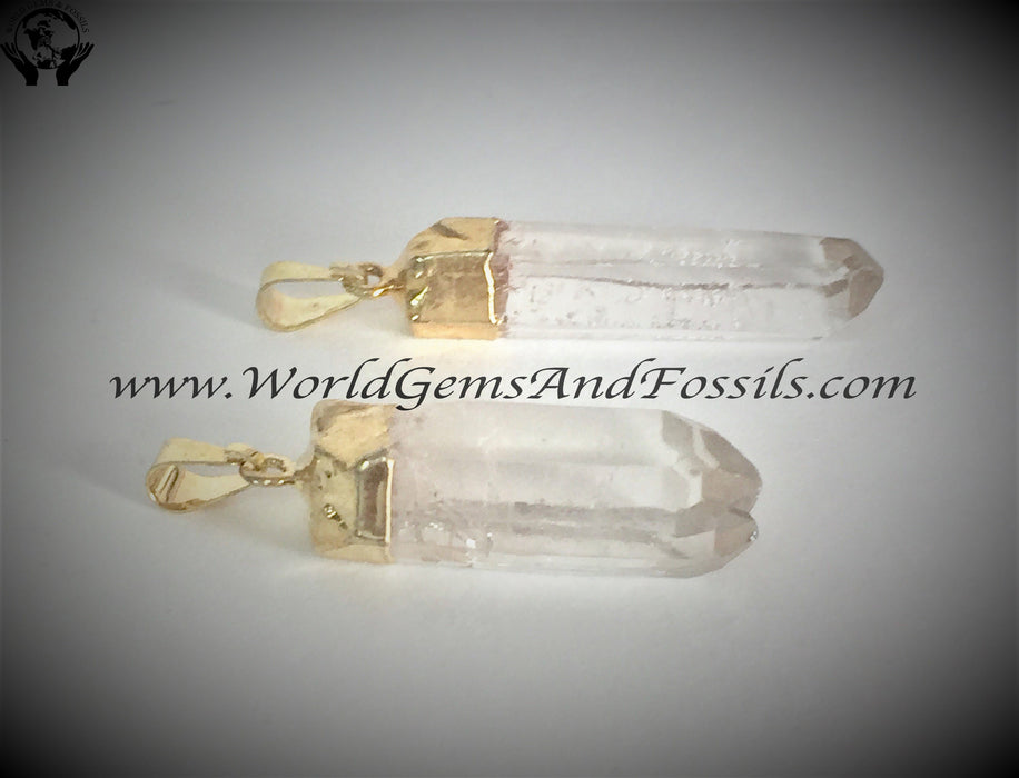 Clear Quartz Pendant Gold Plated