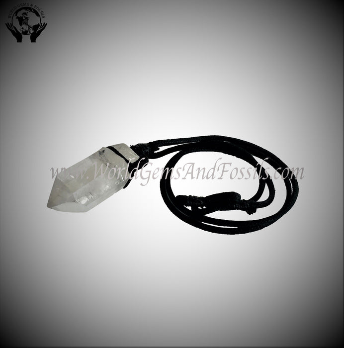 Clear Quartz Point On Black Cord