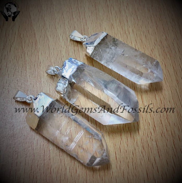Clear Quartz Silver Plated Pendants